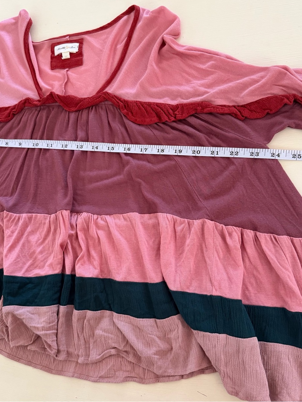 Meadow Rue‎ Anthropologie Colorblock Tiered Babydoll Top Size XS - Picture 4 of 8